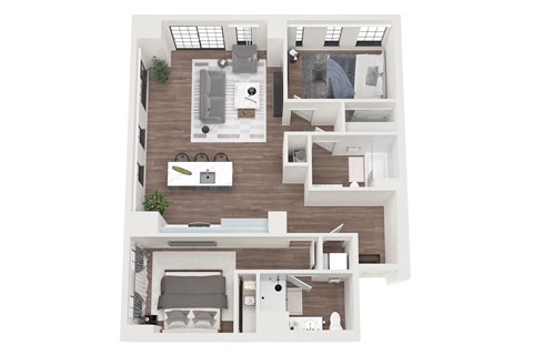 Floor plan for 2 beds, 2 baths, 1113 sqft